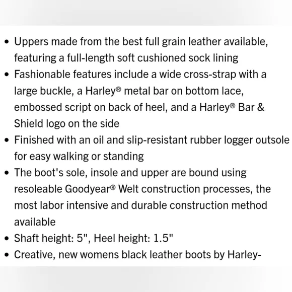 Harley-Davidson Faded Glory Black Leather Motorcycle Boots Size 5.5 Women's