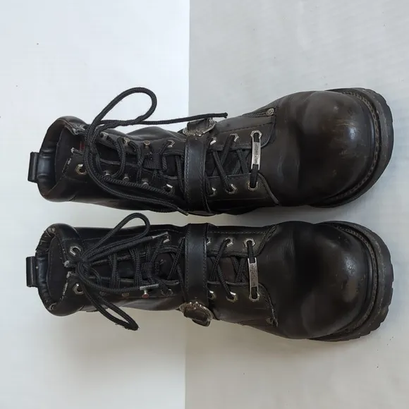 Harley Davidson Faded Glory Leather 8&quot; Motorcycle Boots 10.5 Black