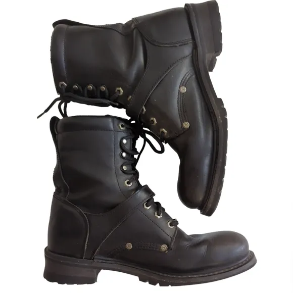 Harley Davidson Faded Glory Leather 8&quot; Motorcycle Boots 10.5 Black