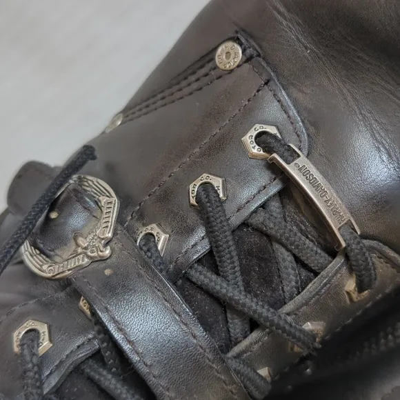 Harley Davidson Faded Glory Leather 8&quot; Motorcycle Boots 10.5 Black