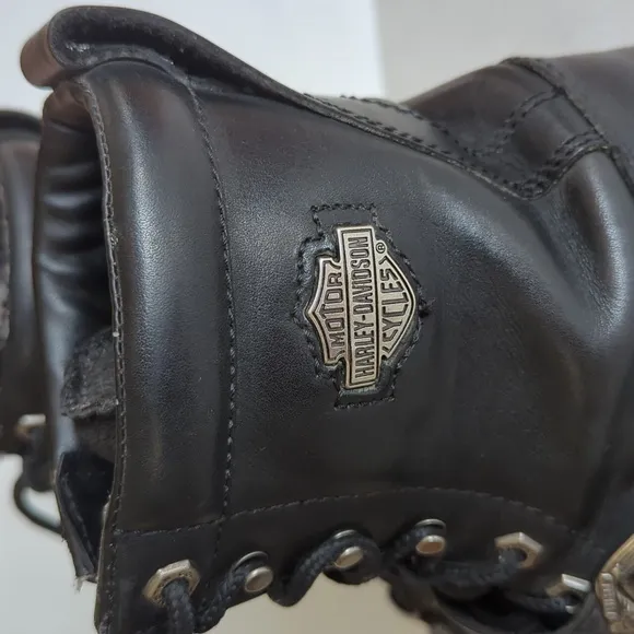 Harley Davidson Faded Glory Leather 8&quot; Motorcycle Boots 10.5 Black