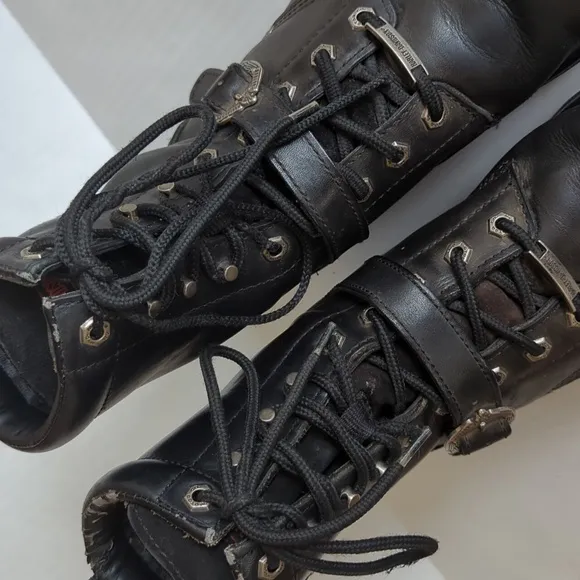 Harley Davidson Faded Glory Leather 8&quot; Motorcycle Boots 10.5 Black