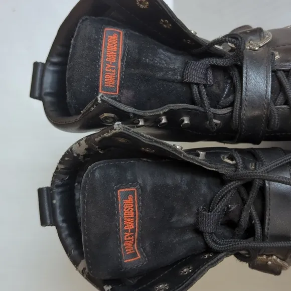 Harley Davidson Faded Glory Leather 8&quot; Motorcycle Boots 10.5 Black