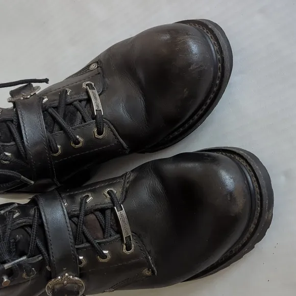 Harley Davidson Faded Glory Leather 8&quot; Motorcycle Boots 10.5 Black