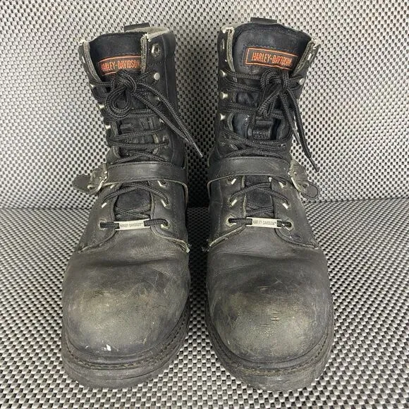Harley Davidson Faded Glory Riding Boots Mens 10.5 Black Leather Motorcycle