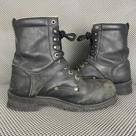 Harley Davidson Faded Glory Riding Boots Mens 10.5 Black Leather Motorcycle
