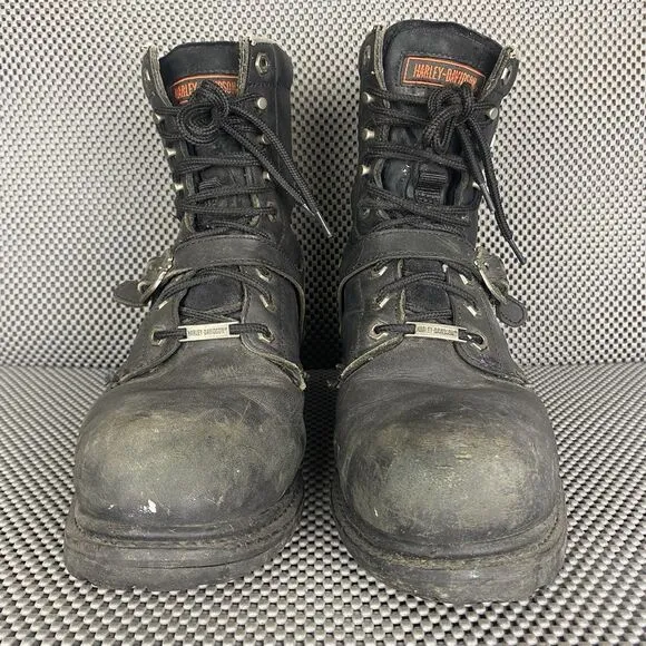 Harley Davidson Faded Glory Riding Boots Mens 10.5 Black Leather Motorcycle