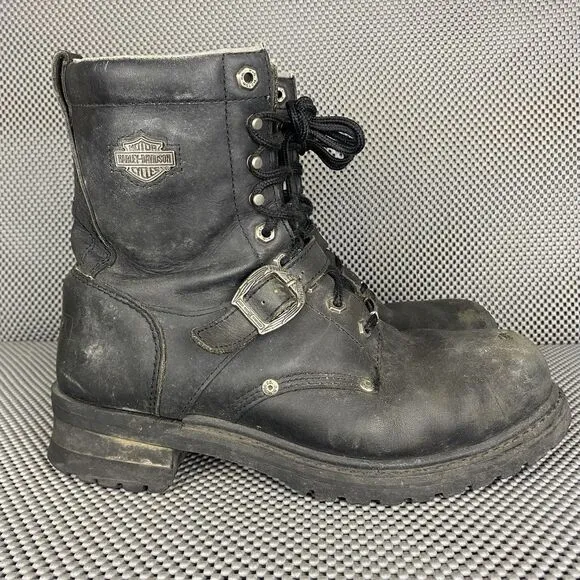 Harley Davidson Faded Glory Riding Boots Mens 10.5 Black Leather Motorcycle