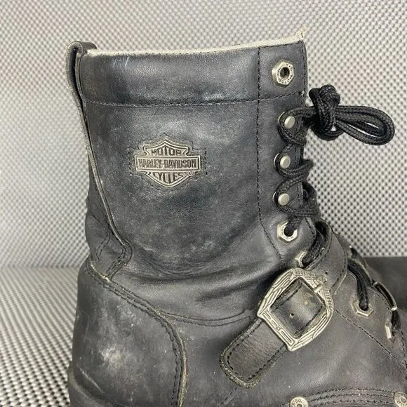 Harley Davidson Faded Glory Riding Boots Mens 10.5 Black Leather Motorcycle