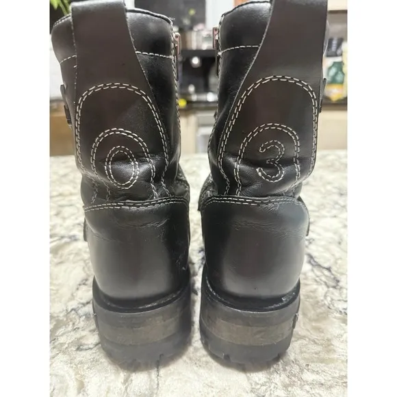 HARLEY-DAVIDSON FOOTWEAR Mens Brake Buckle Black Leather Motorcycle Boots Sz 8.5