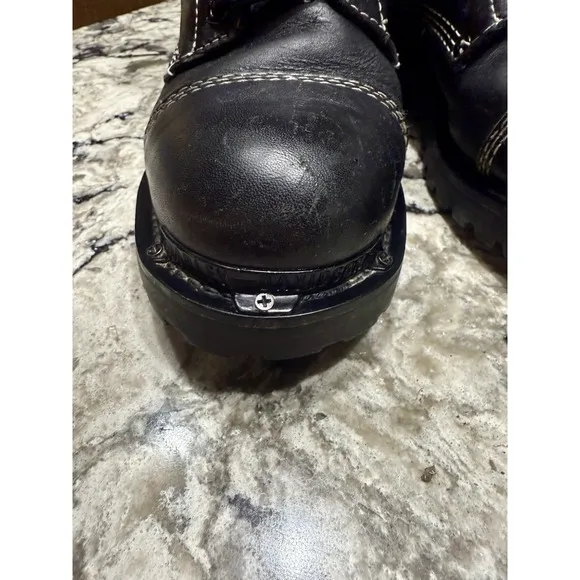 HARLEY-DAVIDSON FOOTWEAR Mens Brake Buckle Black Leather Motorcycle Boots Sz 8.5