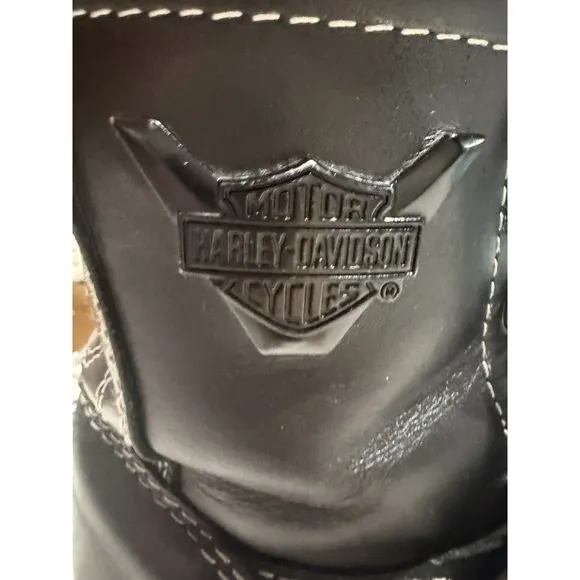 HARLEY-DAVIDSON FOOTWEAR Mens Brake Buckle Black Leather Motorcycle Boots Sz 8.5