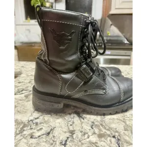 HARLEY-DAVIDSON FOOTWEAR Mens Brake Buckle Black Leather Motorcycle Boots Sz 8.5