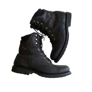 Harley-Davidson HD Black Leather Biker Boots Men's 12 Lace Up &amp; Side Zipper