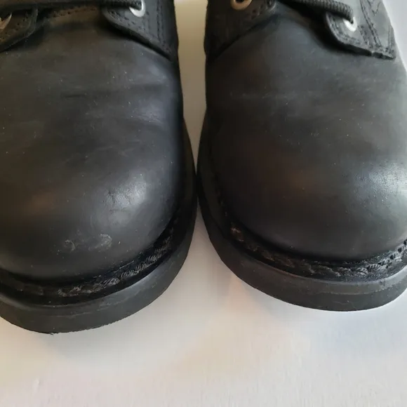 Harley-Davidson HD Black Leather Biker Boots Men's 12 Lace Up &amp; Side Zipper