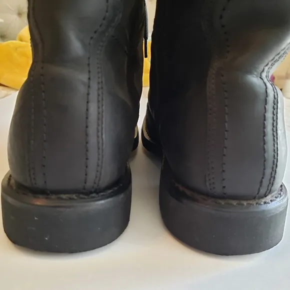 Harley-Davidson HD Black Leather Biker Boots Men's 12 Lace Up &amp; Side Zipper