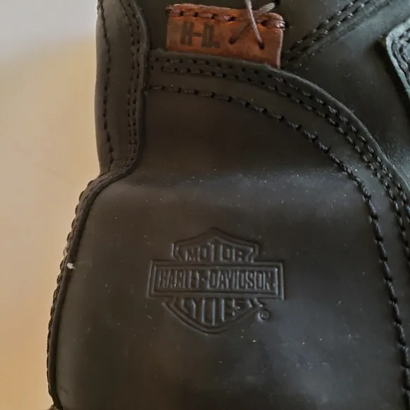 Harley-Davidson HD Black Leather Biker Boots Men's 12 Lace Up &amp; Side Zipper