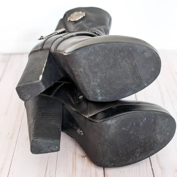 Harley Davidson High Heeled Ankle Boots Black