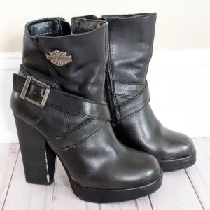 Harley Davidson High Heeled Ankle Boots Black