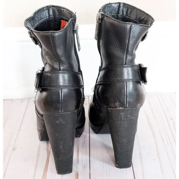 Harley Davidson High Heeled Ankle Boots Black
