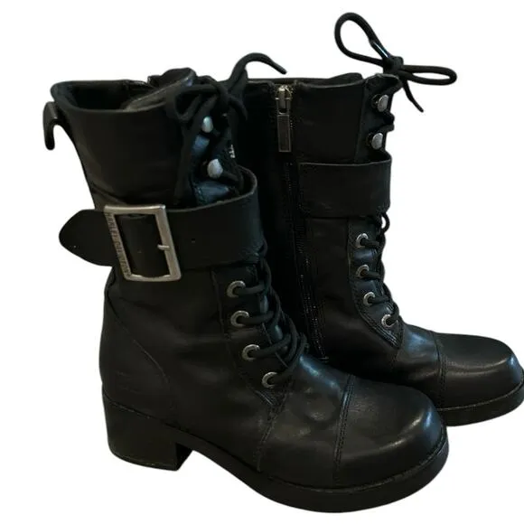 Harley-Davidson Jammie 85259 Womens Black Leather Motorcycle Boots Size 8 Biker