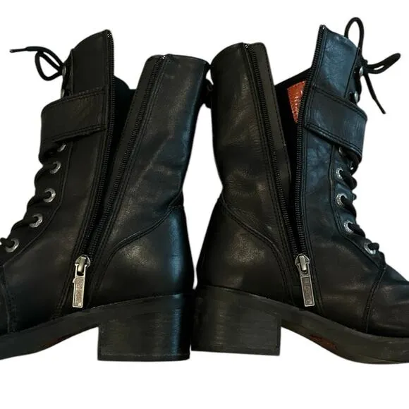 Harley-Davidson Jammie 85259 Womens Black Leather Motorcycle Boots Size 8 Biker