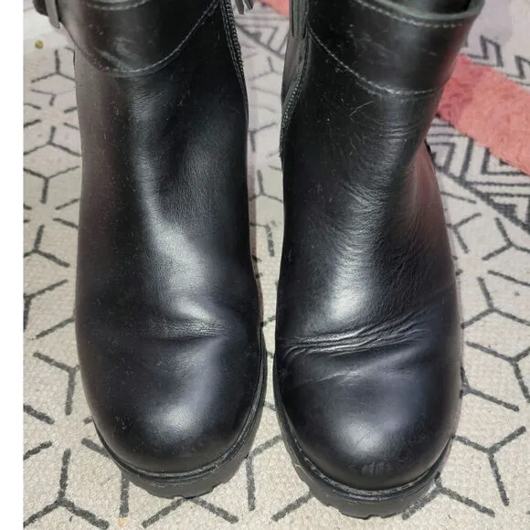 Harley Davidson Lalanne Double Strap Motorcycle Black Boots, sz 7.5