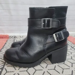 Harley Davidson Lalanne Double Strap Motorcycle Black Boots, sz 7.5