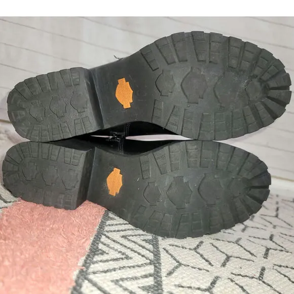 Harley Davidson Lalanne Double Strap Motorcycle Black Boots, sz 7.5