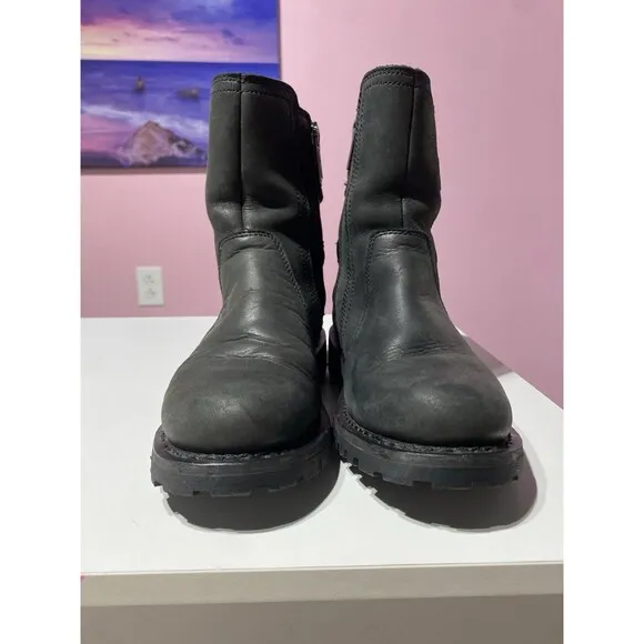 Harley Davidson Leather Boots Womens 7.5 Black Fillon Biker Riding Motorcycle