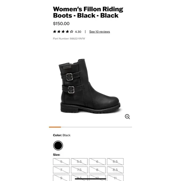 Harley Davidson Leather Boots Womens 7.5 Black Fillon Biker Riding Motorcycle