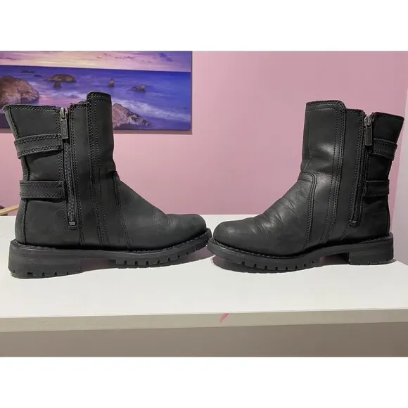 Harley Davidson Leather Boots Womens 7.5 Black Fillon Biker Riding Motorcycle