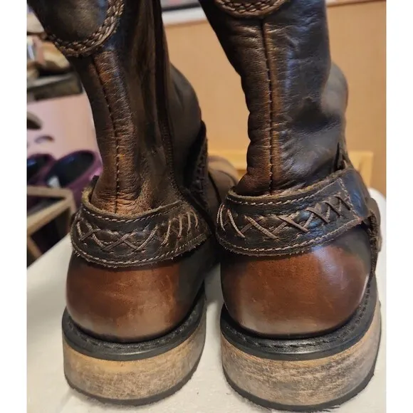 Harley-Davidson Men Constrictor Brown Leather Motorcycle Boots 10 Zipper D95277