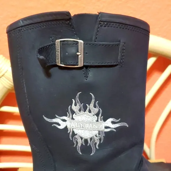 Harley-Davidson Men's 10 Black Logger Conduct Leather Motorcycle Boots
