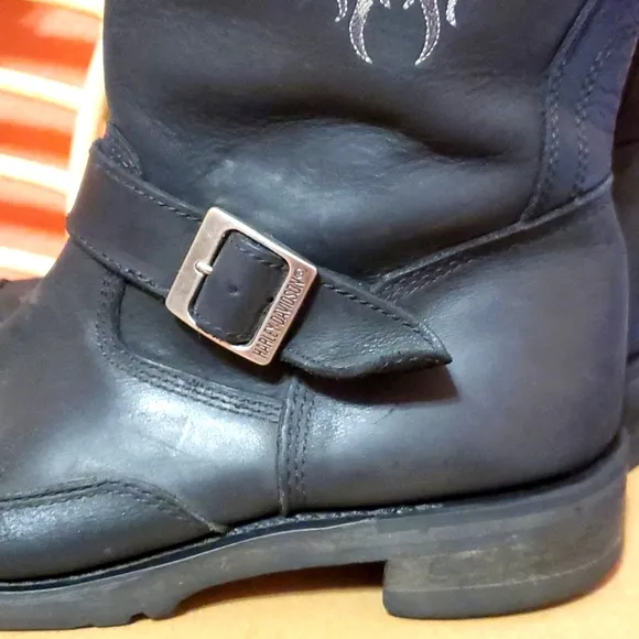 Harley-Davidson Men's 10 Black Logger Conduct Leather Motorcycle Boots