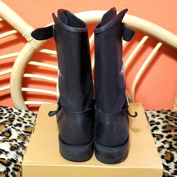 Harley-Davidson Men's 10 Black Logger Conduct Leather Motorcycle Boots