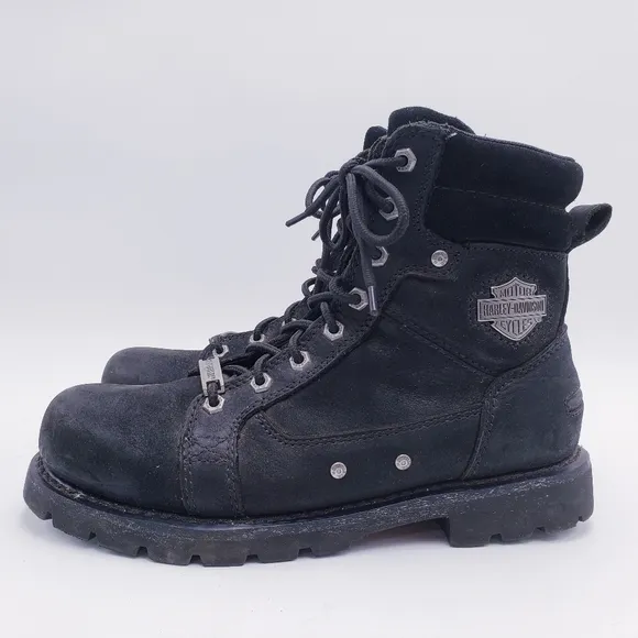 Harley-Davidson Men's 9.5 Renzo Lace-Up 6-Inch Black Motorcycle Boots Black