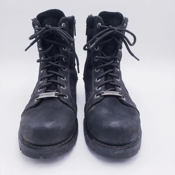 Harley-Davidson Men's 9.5 Renzo Lace-Up 6-Inch Black Motorcycle Boots Black