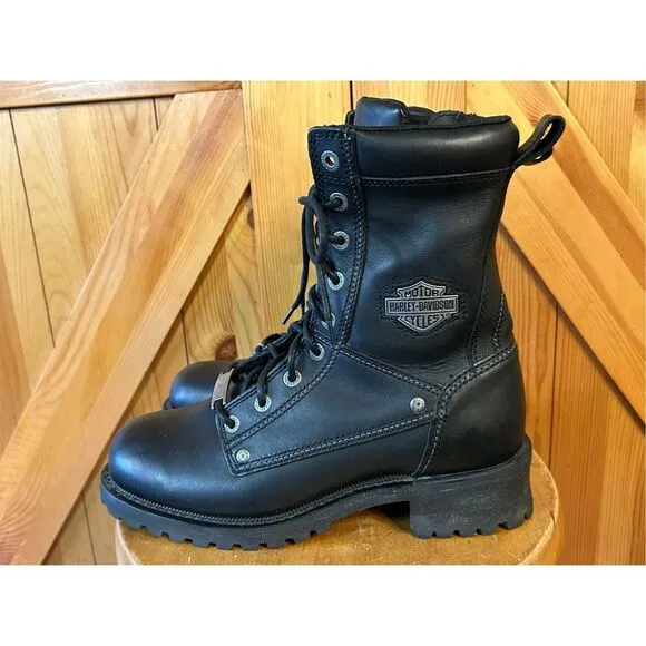 HARLEY-DAVIDSON Men's Benteen Black Leather Motorcycle Boots D96154 Size 9