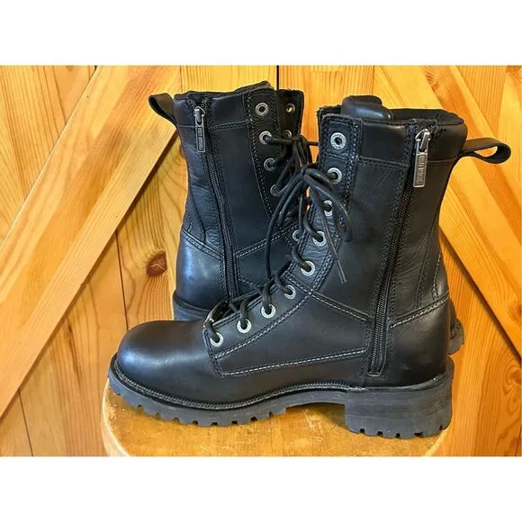 HARLEY-DAVIDSON Men's Benteen Black Leather Motorcycle Boots D96154 Size 9