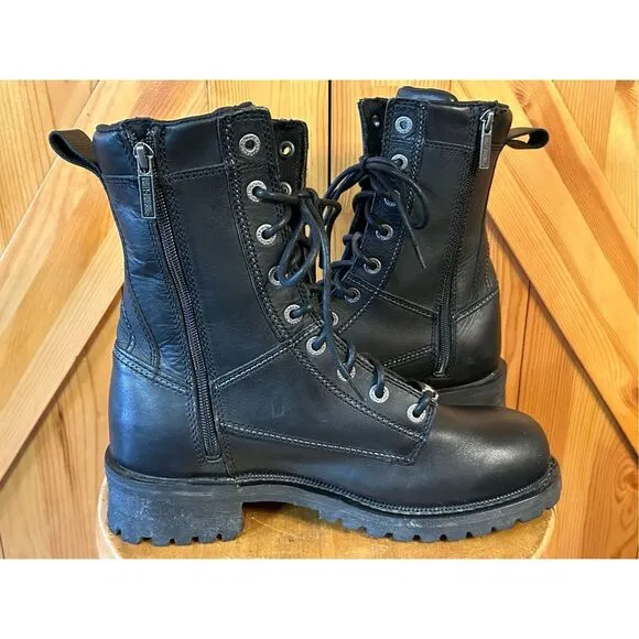 HARLEY-DAVIDSON Men's Benteen Black Leather Motorcycle Boots D96154 Size 9