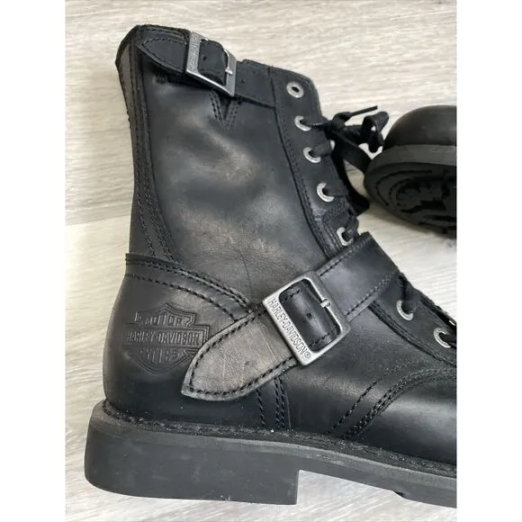 Harley Davidson Mens Black Leather Motorcycle Boots Size 9 M Ranger D95264 Zip