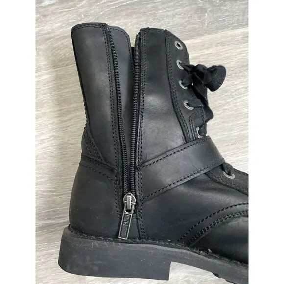 Harley Davidson Mens Black Leather Motorcycle Boots Size 9 M Ranger D95264 Zip
