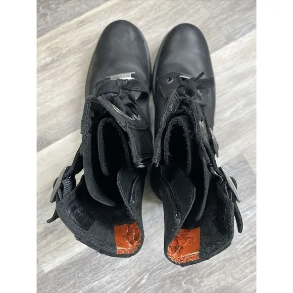Harley Davidson Mens Black Leather Motorcycle Boots Size 9 M Ranger D95264 Zip