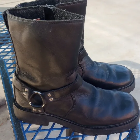 Harley-Davidson Men's Black Leather Motorcycle Boots Size 9.5