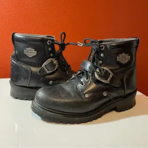 Harley Davidson Men’s Chunky‎ Lace Up Black Leather Outdoor Motorcycle Boots