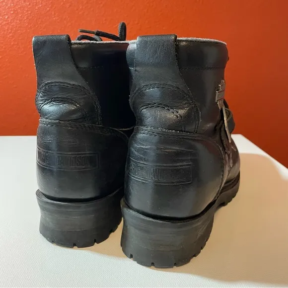 Harley Davidson Men’s Chunky‎ Lace Up Black Leather Outdoor Motorcycle Boots