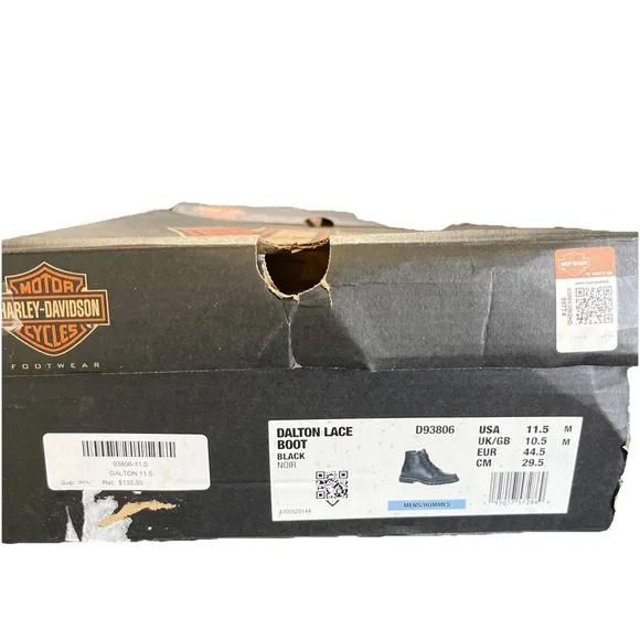 Harley Davidson Mens Dalton Boots Motorcycle Black Size 11.5 M Leather D93806