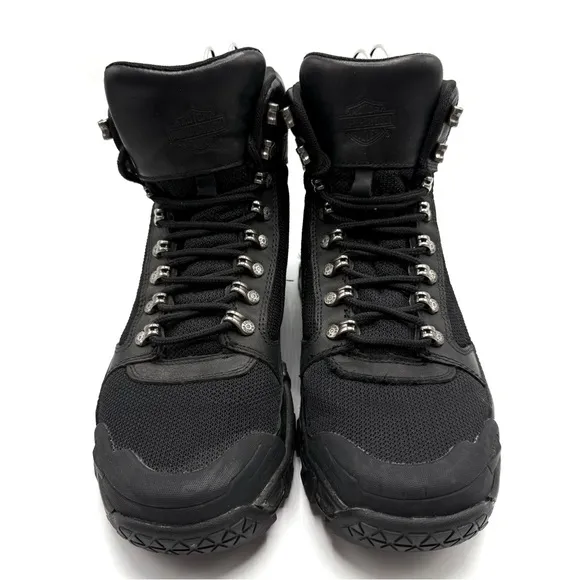 Harley-Davidson Men's Parkwood Black Leather and Mesh Motorcycle Boots
