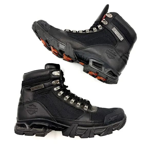 Harley-Davidson Men's Parkwood Black Leather and Mesh Motorcycle Boots